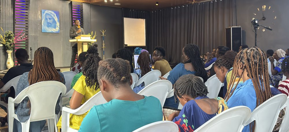 Believers gathered together during a service at Omega Living Bride Tabernacle, Effurun